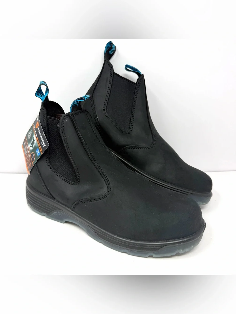 Blue Tongue Mens Redback Station Work Boots Sz 12 Composite Toe Black Nubuck NEW